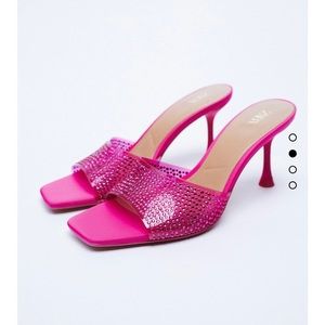 NWT Zara pink vinyl sparkly heels